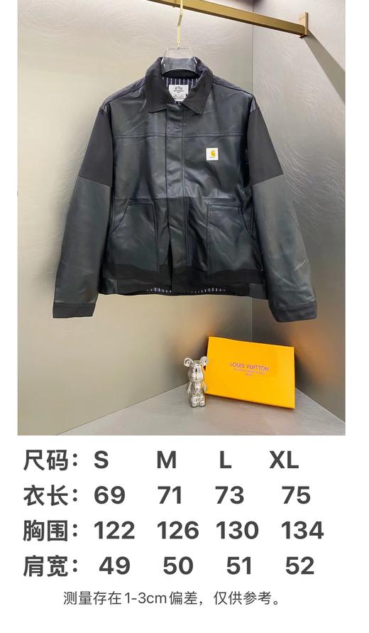 D110759联名款拼接皮革logo翻领皮衣夹克外套 商品图9