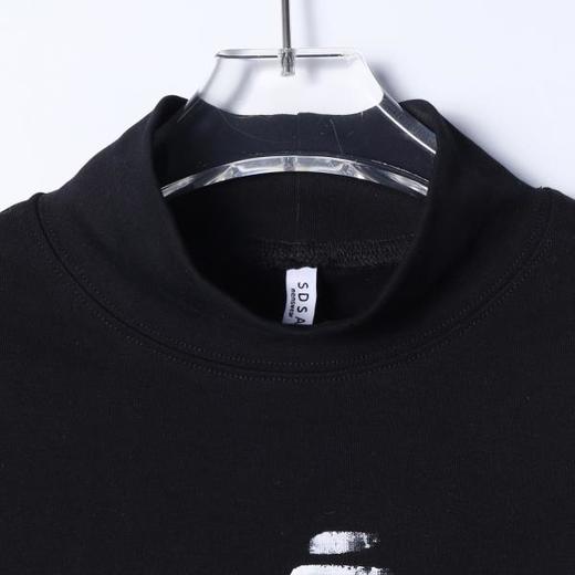 T4989SDSA男士秋冬新款痞帅男装简约美式手绘字母印花半高领长袖T恤潮 商品图2