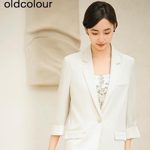 oldcolour春夏款纯色简约休闲百搭通勤七分袖西装外套女Q130401A1 商品图2