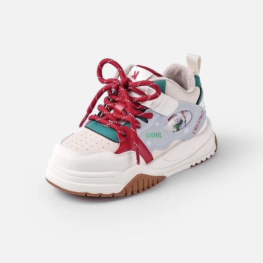 ANNIL/安奈儿童鞋男女童冬季加绒加厚休闲板鞋红黑配色中大童运动鞋软底童鞋HM5404626 商品图1