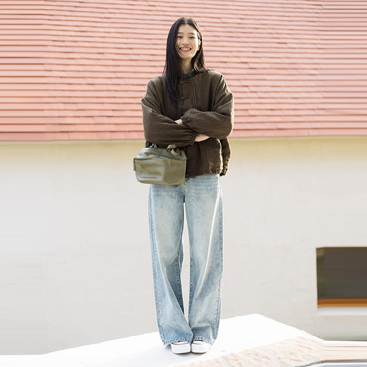 绽放750朵/开朗·纯棉直筒洗水蓝牛仔长裤文艺百搭宽松显瘦直筒裤 商品图3