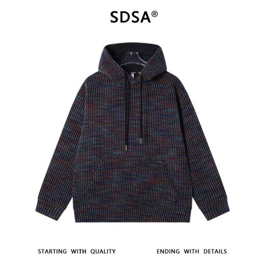 WY1274SDSA秋冬新款痞帅男装简约韩版撞色竖纹抽绳连帽针织卫衣宽松百搭 商品图1