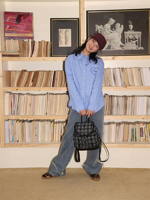 Tagi 格纹想象牛仔束口双肩包 商品图2