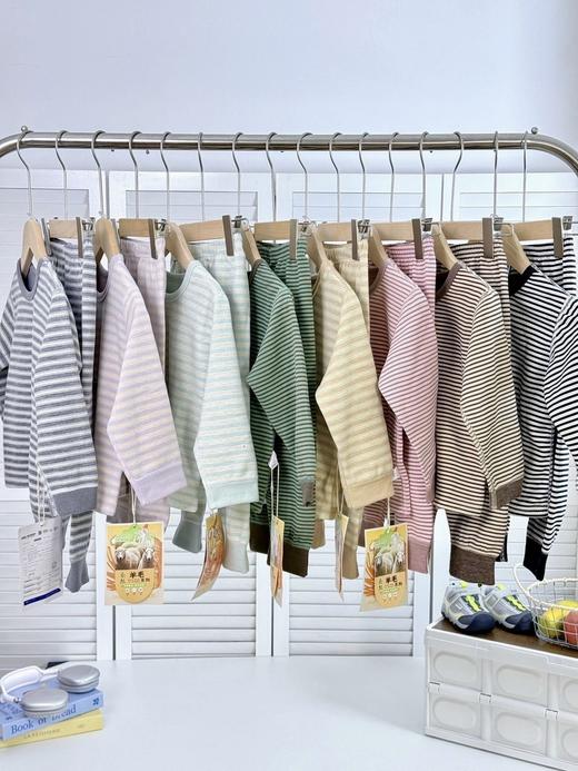 老米优品🎈福利！A类面料。儿童家居服秋衣裤《桑蚕丝+绵羊毛 7A抗菌条纹保暖套装》无骨缝制，超软超舒服~ 商品图2