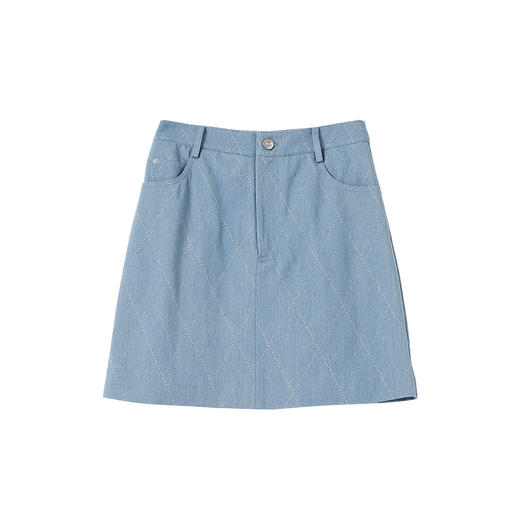 VIMAGE纬漫纪水蓝色小A字时尚减龄短款半裙V2406117 商品图5