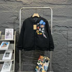D110705新款徽章贴布刺绣棒球服加棉夹克棉服男女同款