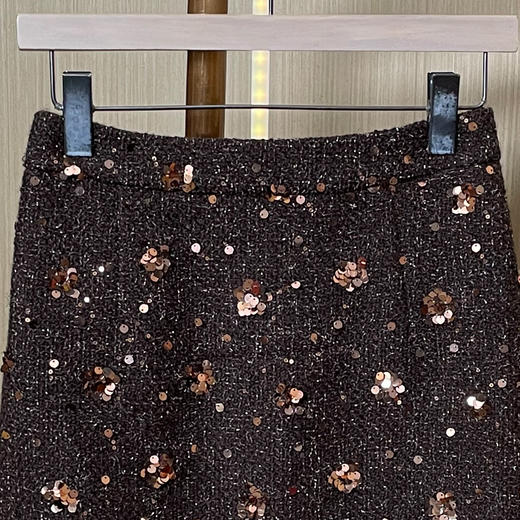 奢姿大码女装小香风亮片半身裙秋冬遮胯A字裙名媛风粗花呢短款裙9954470570B 商品图2