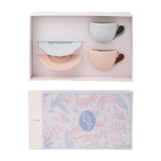 罗莱礼品-铃兰浮雕咖啡杯双杯碟礼盒 商品图3