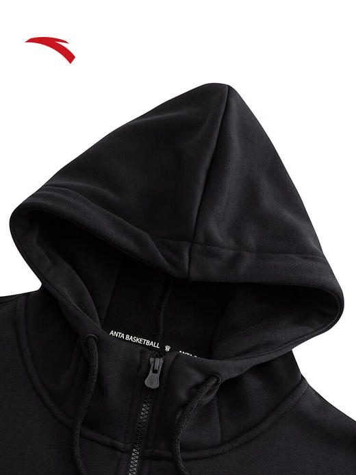 安踏凯里·欧文系列丨美式连帽卫衣男子加绒纯棉套头衫172541708N 基础黑-3 商品图2