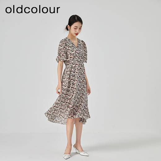 oldcolour夏收腰显瘦法式气质碎花长款连衣裙减龄女N23101330 商品图4