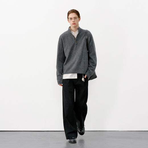 714street亲肤糯米绒半开领毛衣2026春季立领毛衫宽松高弹针织衫 商品图2