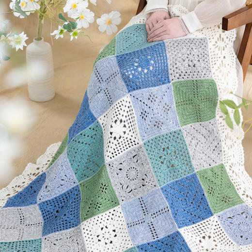 苏苏姐家晓雾拼花毯手工DIY编织钩针家居毛线毛线团自制材料包 商品图1