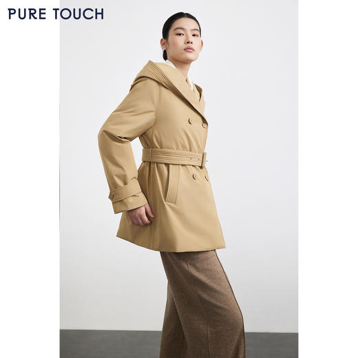 商场同款PURE TOUCH女装25秋冬新款连帽白鹅绒羽绒服中长款鹅绒服 商品图4