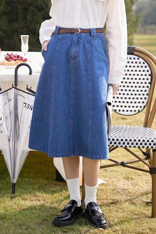 L.Fleuri 休闲复古A字版型牛仔半裙（不含腰带） 15572 商品图0