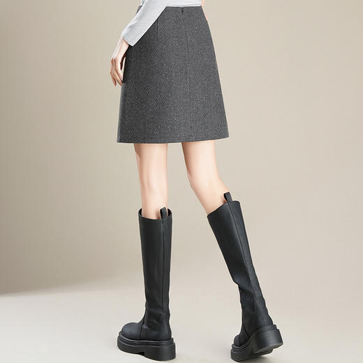 「自」全新升级【铂金会员146/天猫189/差价43】(65803)洛诗琳气质毛呢半身裙2025秋冬新款小个子高腰显瘦A字裙女 商品图4