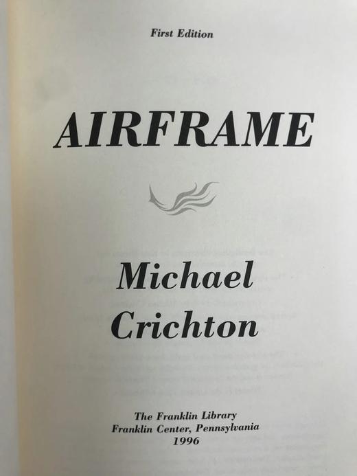 签名首版！迈克尔·克莱顿《机身》 富兰克林图书馆豪华仿皮本 商品图4