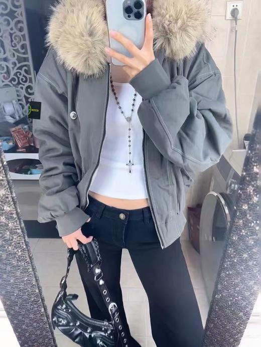 D110756早冬可拆卸大毛领座山雕棉服外套 商品图9