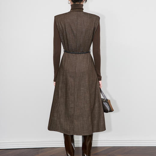 「高货wl」全新升级【铂金会员358/天猫479/差价121】(73030)洛诗琳简约通勤老钱风连衣裙2025秋冬百搭无袖收腰大摆裙 商品图2