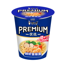 康师傅PREMIUM鲜虾鱼板面（优选杯）55g