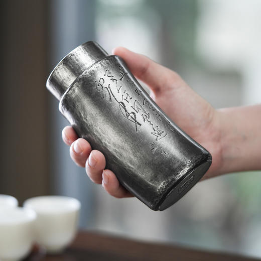 斑锡龙锡罐清修茶仓手工做旧雕刻纯锡茶叶罐密封储茶罐 商品图4