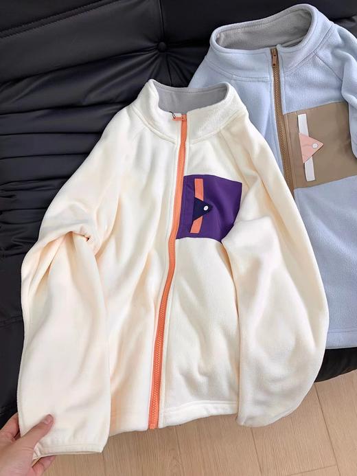 D110799云朵绒摇粒绒外套设计感撞色口袋保暖抓绒衣 商品图6