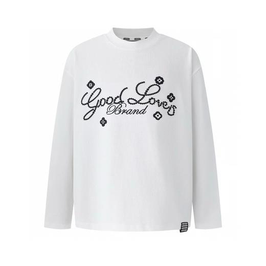 D110751小花标语字母logo情侣圆领长袖T恤 商品图8