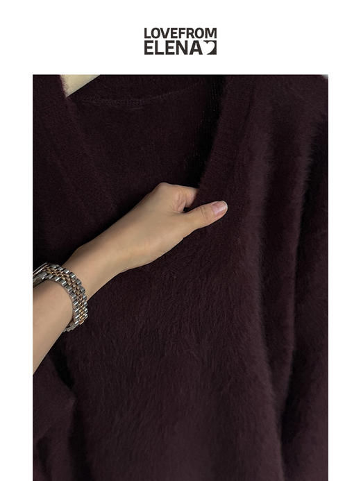 奢感牦牛绒 松弛感 V领针织毛衣 商品图1