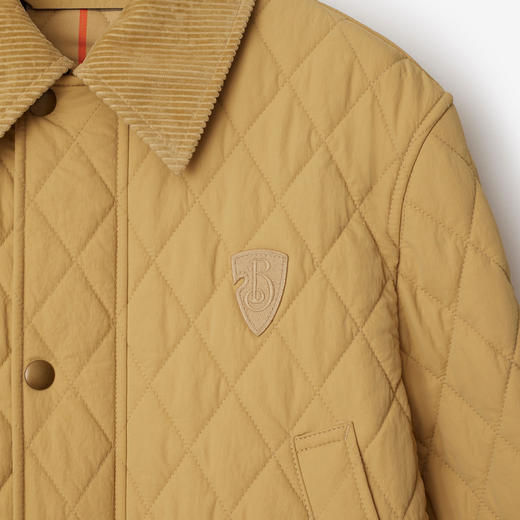 【一】BURBERRY 巴宝莉 女士 B 字盾牌徽标贴片绗缝尼龙谷仓夹克棉服 驼色 8097994 C1544 商品图2