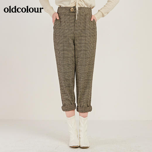 oldcolour商场同款时尚气质高腰显瘦格子休闲裤M41073180 商品图2