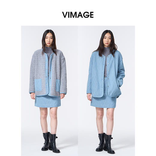 VIMAGE纬漫纪内外可两穿休闲减龄时尚2025冬季新款保暖外套V2403114 商品图0