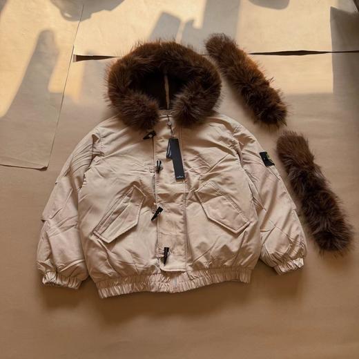 D110737大貉子毛牛角扣连帽“大翅膀”羽绒棉服男女同款 商品图6