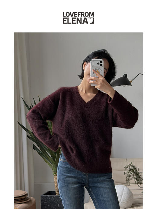 奢感牦牛绒 松弛感 V领针织毛衣 商品图2
