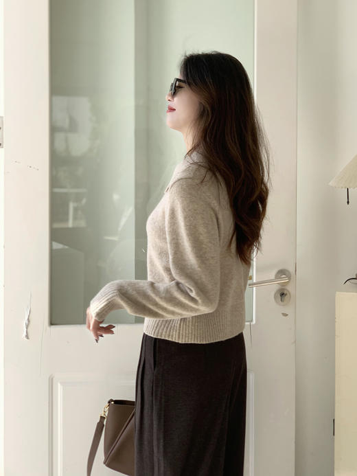 【百图lulu定制】【作家毛衣】翻领 珍宝扣 羊毛混纺 翻领 POLO毛衣 商品图1