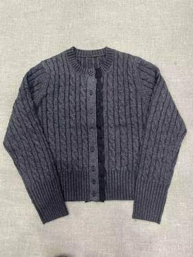 D110704冬新款时尚百搭羊毛混纺纱针织麻花毛衣女款