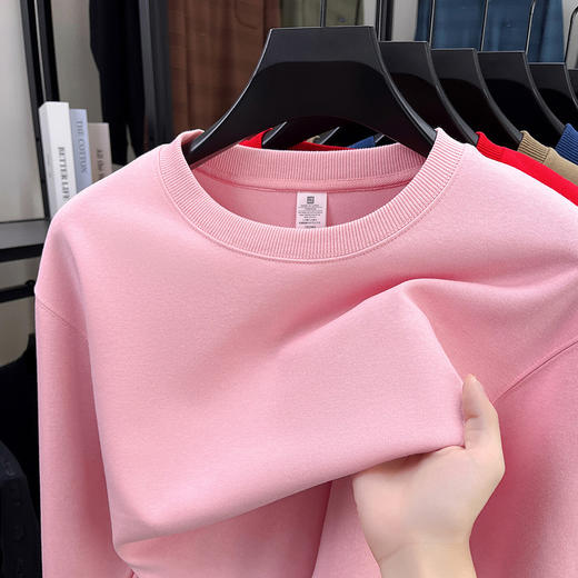 【秋新款简约宽松打底衫T恤上衣】男士长袖圆领纯色百搭休闲棉卫衣 商品图5