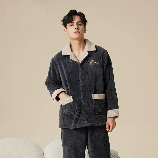 珊瑚绒睡衣男士加厚加绒秋冬季家居服可外穿【23R31183】 商品图3
