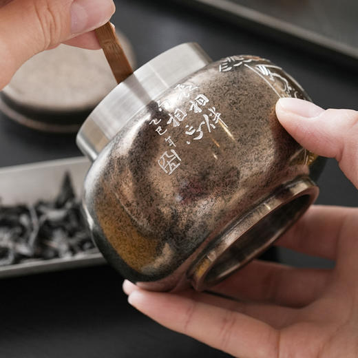 斑锡龙小号锡罐香伴茶仓复古纯锡茶叶罐密封储茶云南个旧手工锡器 商品图2