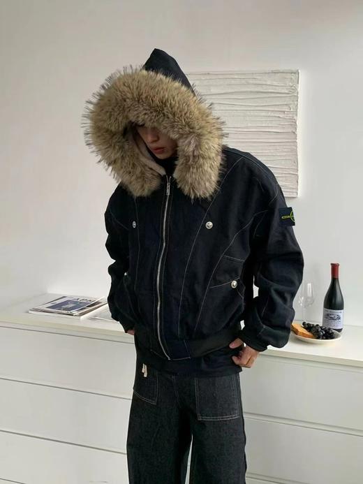 D110756早冬可拆卸大毛领座山雕棉服外套 商品图4