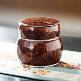 斑锡龙锡罐小号锦合茶仓大漆戗金纯锡便携密封茶叶罐