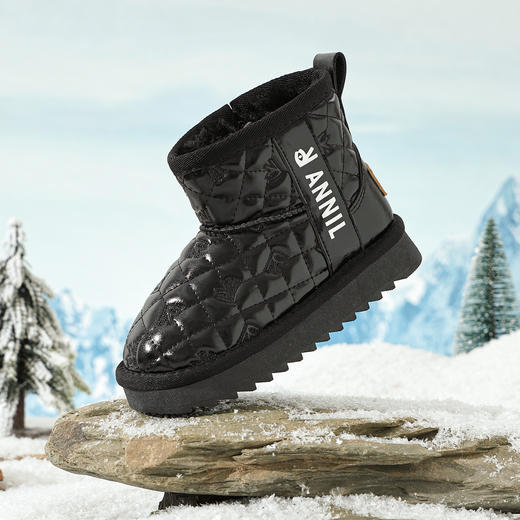 ANNIL/安奈儿童鞋女童冬季套筒休闲厚底雪地靴拉链加绒加厚防水棉鞋HG5411693 商品图3