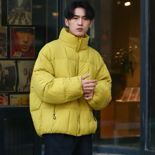 DRONKOO 2025 立领长方格绗线龟背面包短款厚羽绒服 商品图2