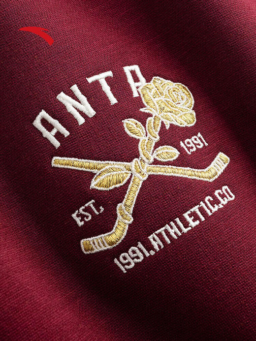 安踏落肩运动卫衣女冬季新款宽松圆领加绒休闲长袖上衣162548704N 安可拉红-3 商品图7