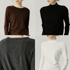 UMILAB｜暖绒*灵芝羊绒混纺 细腻亲肤自发热圆领/半高领T恤BT779W