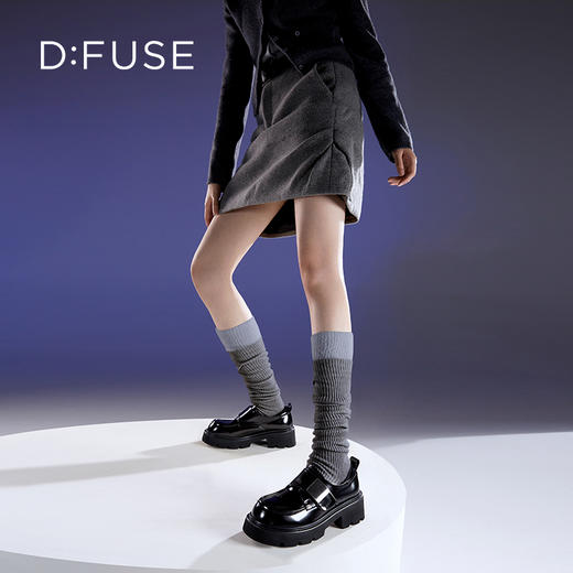 D:FUSE迪芙斯秋季新款质感牛皮魔术贴百搭乐福鞋轻便厚底增高鞋DF43112363 商品图3