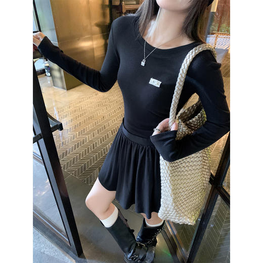 【129元任选2件】现货！韩系巨好看早秋黑色长袖连衣裙 商品图3