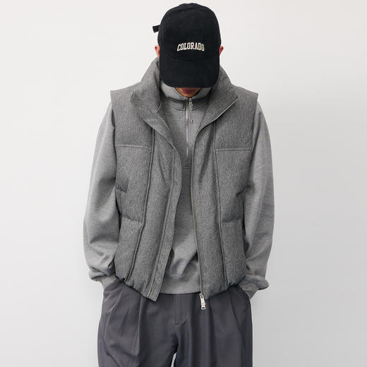 NPC潮牌大理石纹鸭绒羽绒马甲立领休闲保暖格雷系灰色NP58WT41 商品图3