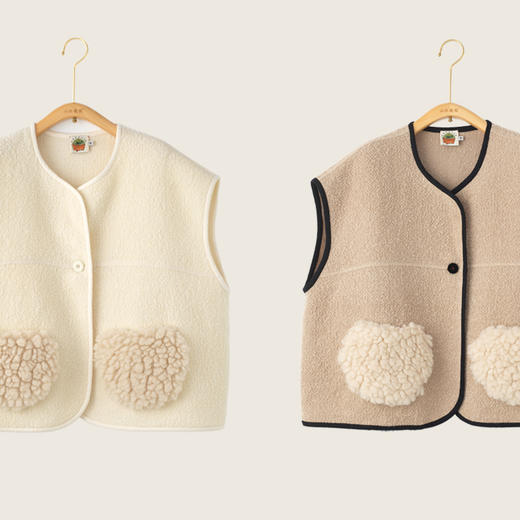 小时裳 温暖绒袋绒扣 三季圆领羊毛减龄马甲 山林曦照 商品图0