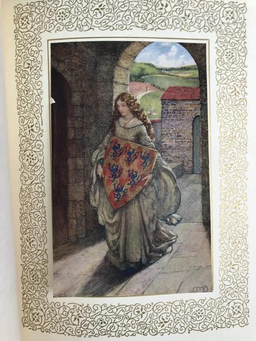 画家签名本！约20世纪早期 丁尼生《国王叙事诗》 约20幅彩色手工贴图 全犊皮（vellum）精装大16开 商品图7