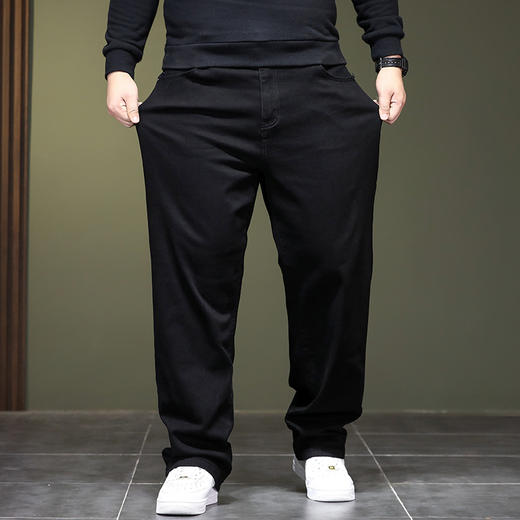 【DYG】大依优型大码男装加绒牛仔裤宽松阔腿直筒休闲商务长裤冬季 商品图3