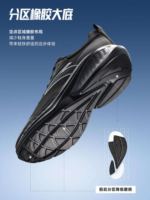 安踏云途丨轻质回弹缓震跑步鞋男子黑色跑鞋 112545519-2 商品图1